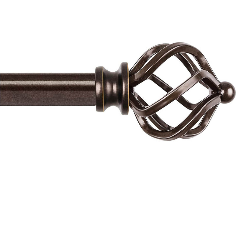 Adjustable 80cm to 148cm 1.9cm Single Curtain Pole, Black