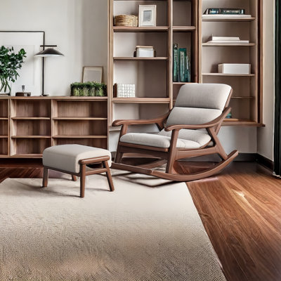 Chaise berçante moderne en bois massif rembourré