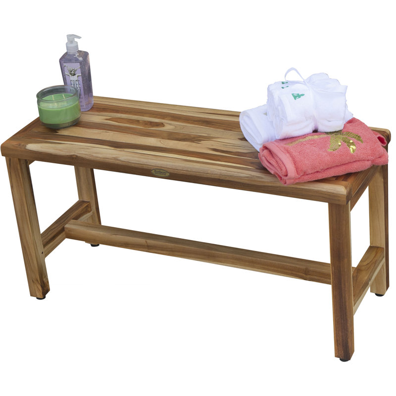 EcoDecors Eleganto Teak Shower/Garden Bench in Natural Earthy Teak, 47-inch Wide, Teak Shower Bench, Shelf, Teak Shower Stool, Teak Shower Seat, Shower Teak Bench, Natural Teak Color, 47 Inch, Teak Shower Bench for Inside Shower, 18 Inch Height
