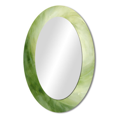 Green Serene Spiral Dreams - Modern Oval Wall Mirror