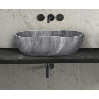 Carrara Gray Natural Marble Bathroom Vessel Sink