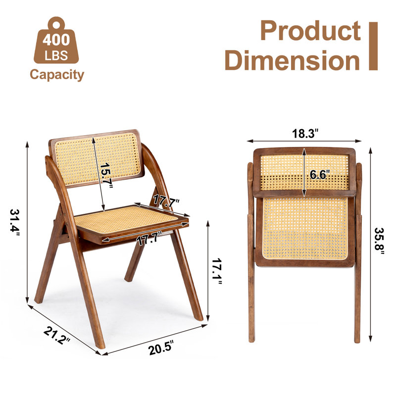 Wood Armless Folding Chairs(Set Of 2), Walnut
