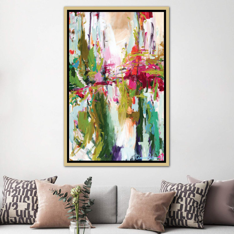 «Point oftraction» par Amira Rahim - reproduction d'art, H 60 po x l 40po x P 1,5 po, Toile encadrée d'or