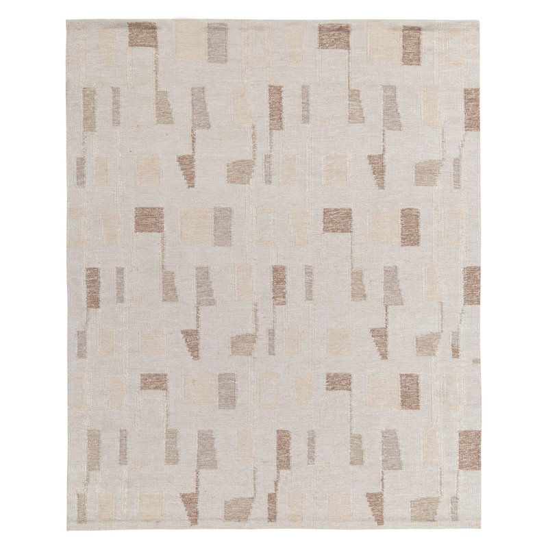 Scandinavian Silk Geometric Area Rug, Recatangle 10' x 14'