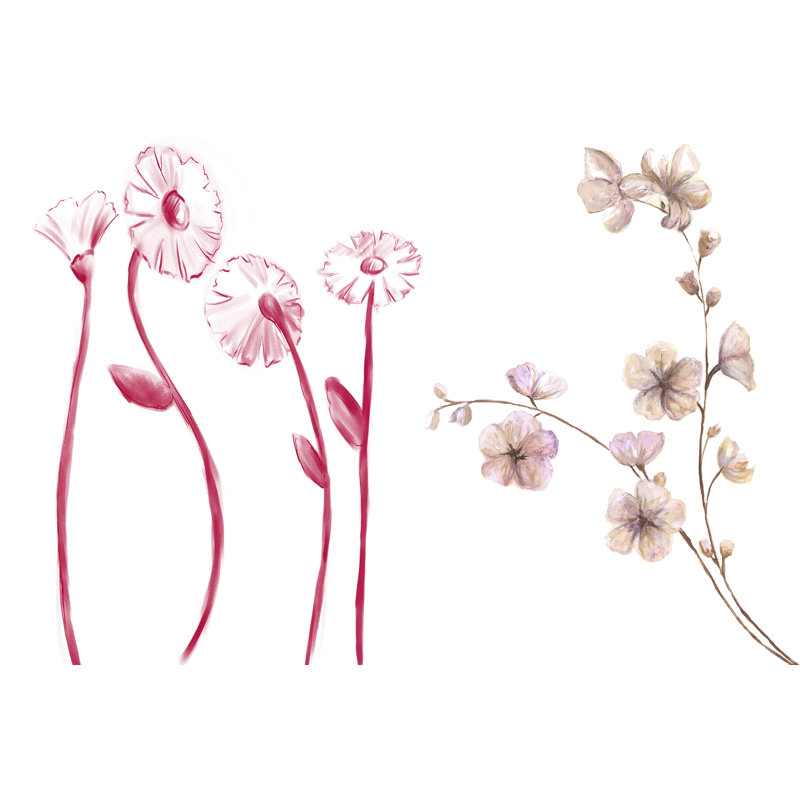 Pink Flowers - Wrapped Canvas Print, 30cm H x 46cm W x 3.8cm D