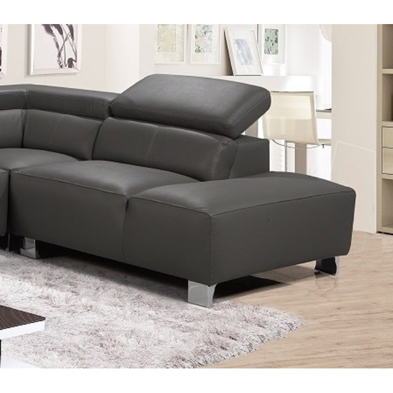 Ashauntae Leather Corner Sofa, Grey, Right Hand Facing