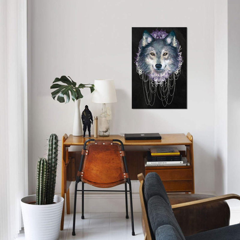 «Wolf» par Laura Graves, impression sur toile, H 12 po x l 8 po x P 0,75 po, Toile tendue