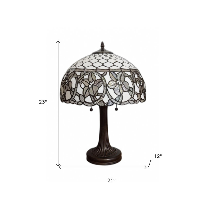Lampe de table chandelier 23 po en métal brun foncé à deux lumières avec abat-jour blanc