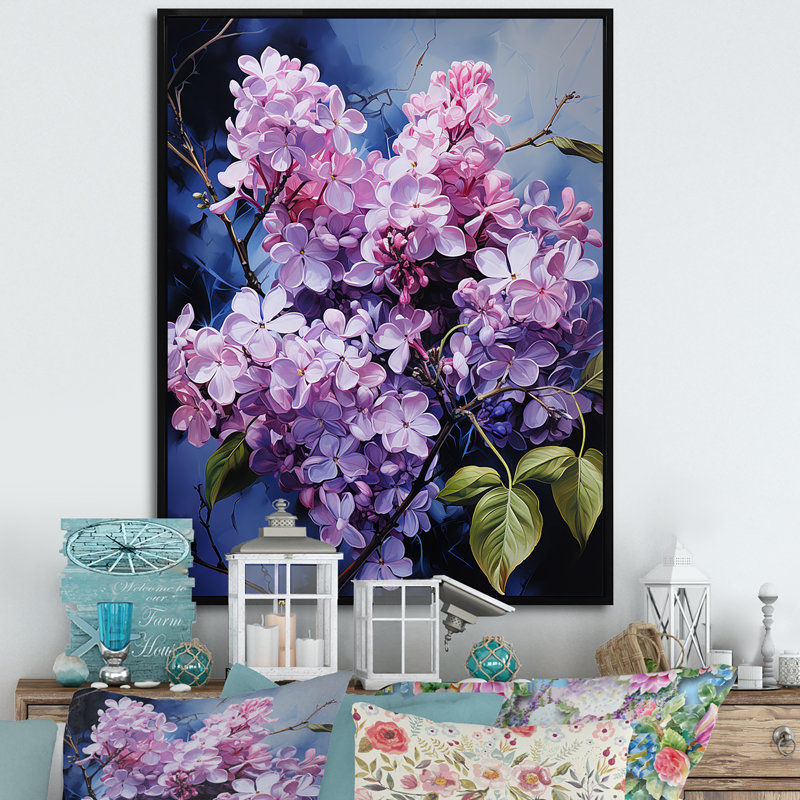 Lilas, minimalisme, rêve sur toile, H 20 po x l 12 po x P 1 po, Cadre flottant noir