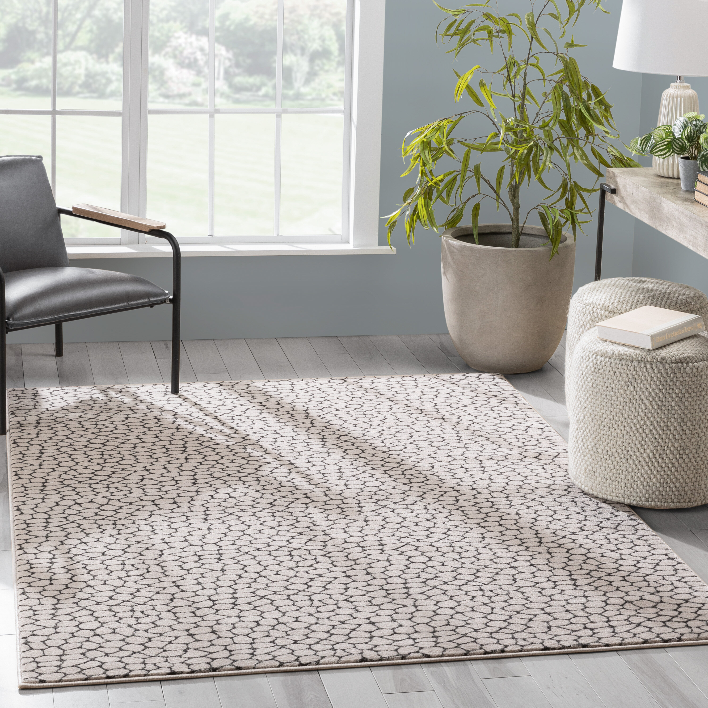 Well Woven Baldwin Asher Modern Geometric Ivory Soft 5'3 x 7'3 Area Rug