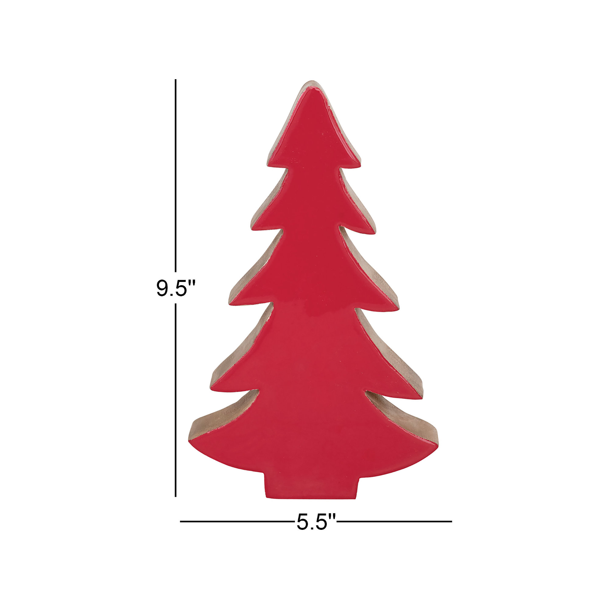 Enameled Mango Wood Christmas Tree, Red