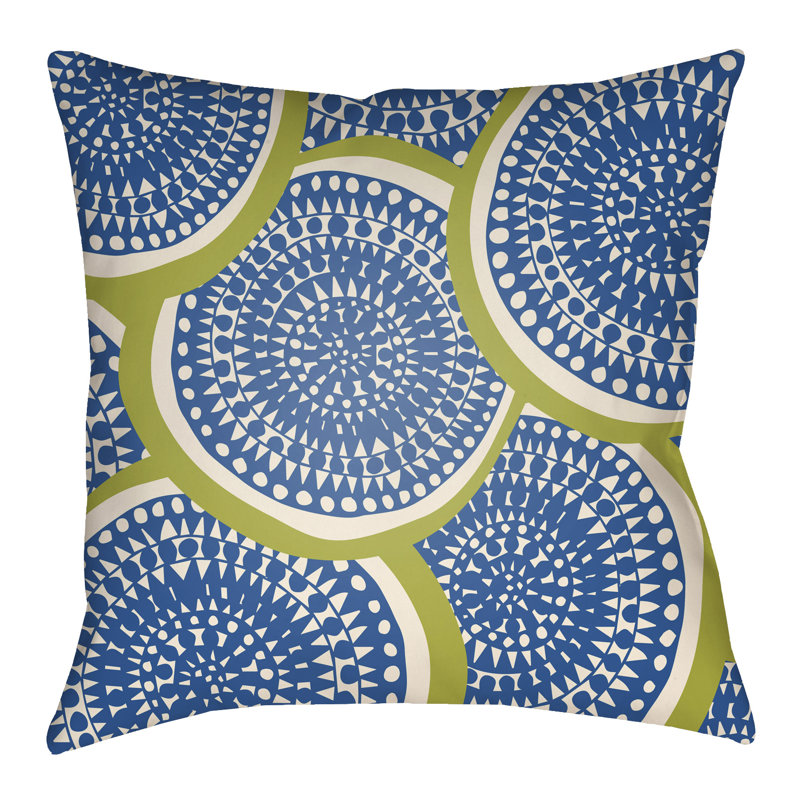 Litchfield Summerville Geometric Outdoor Reversible Throw Pillow, 20" H x 20" W 1" D, Bright Yellow/Orange
