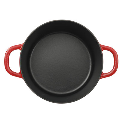 Crock Pot 3 Quart Enameled Cast Iron Dutch Oven With Borosilicate Lid in Red