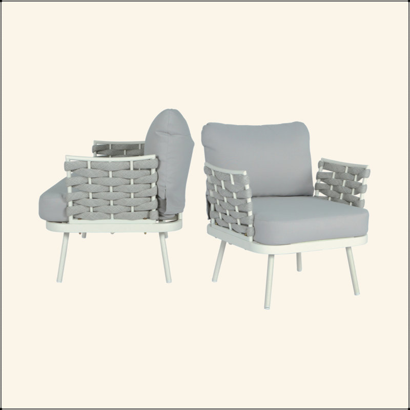 Ensemble de 2 fauteuils club Mariano, Gris, Blanc / Gris