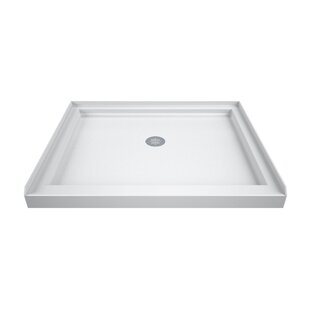 ELEGANT 60'' L x 32'' W x 4'' H Shower Base with 304 Right Trench Stainless  Steel Drain Solid Surface Shower Pan White Including Drain Cover