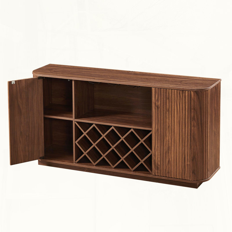 Modern Wavy Curve Sideboard with Wine Rack and Glassware Holder