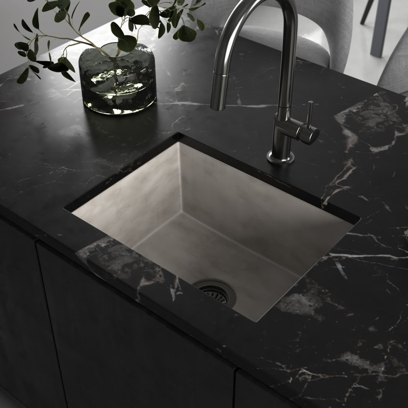 22" Pacifica Undermount Concrete Kitchen Sink in Ash, Slate