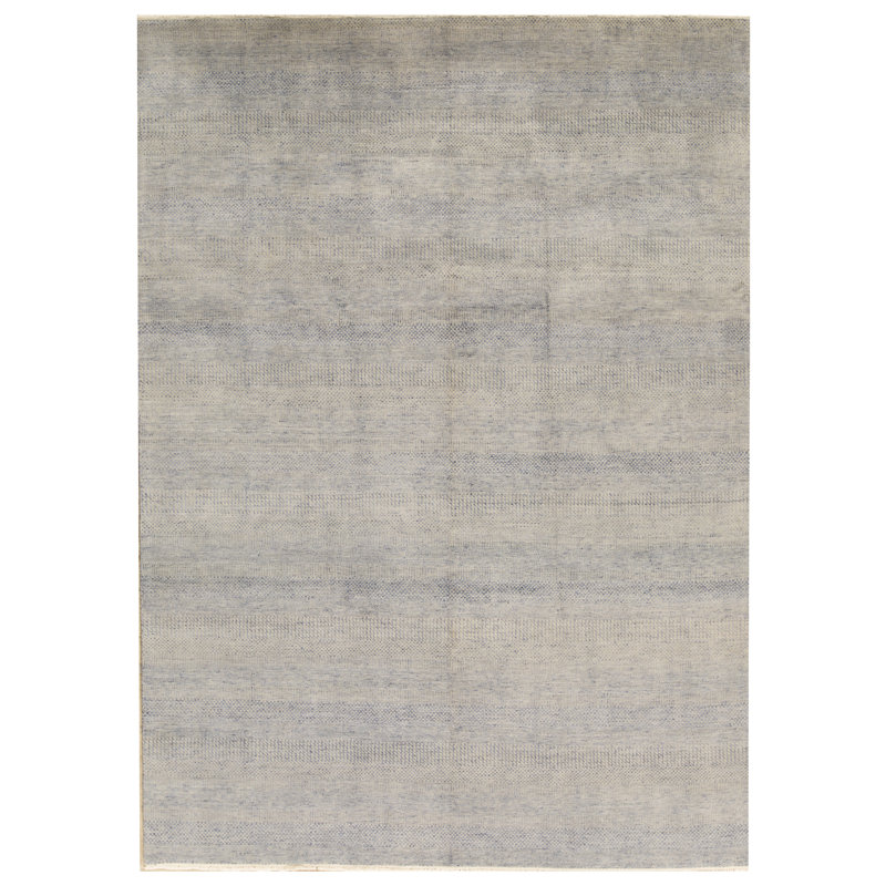 Hand-Knotted High-Quality Silver and Teal Area Rug