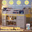 Twin Size Loft Bed with LED Lights Underbed Space Drawers Shelves Ladder White-129619109