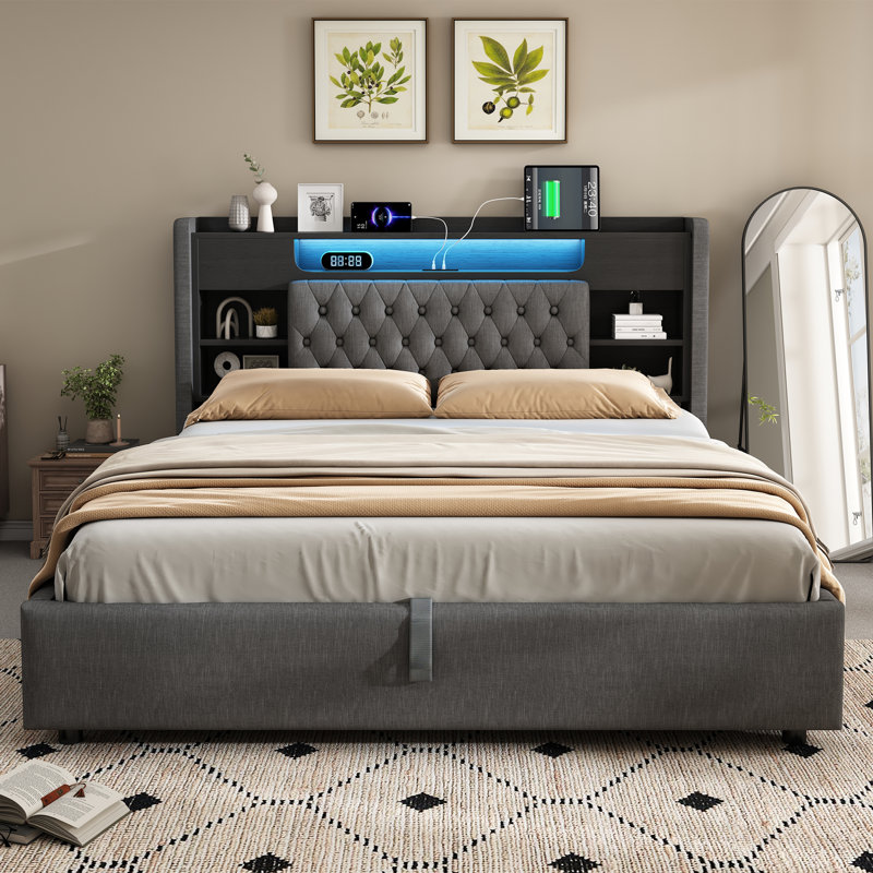 Bed, Super King, Gray