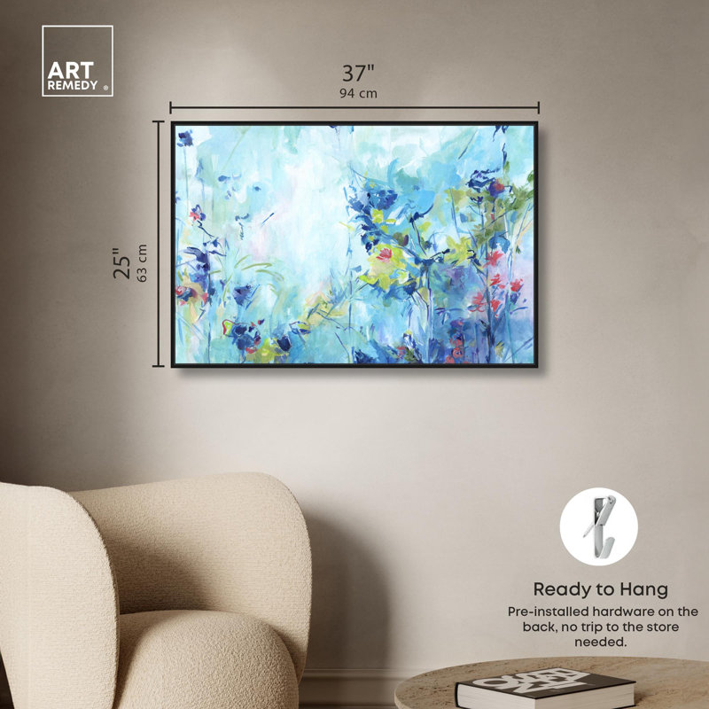 Art mural sur toile Botanical Journey, H 25 po x l 37 po, Cadre flottant noir