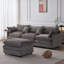 Canapé modulaire en tissu de chenille rembourré de 105 po, canapé modulaire de 105 po et 3 places avec repose-pieds gris-915548712