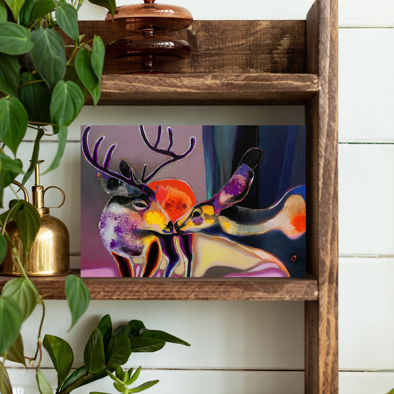 Art contemporain, art mural cerf contemporain, H 18 po x l 12 po