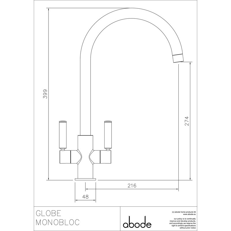Abode Globe Monobloc Tap, Chrome