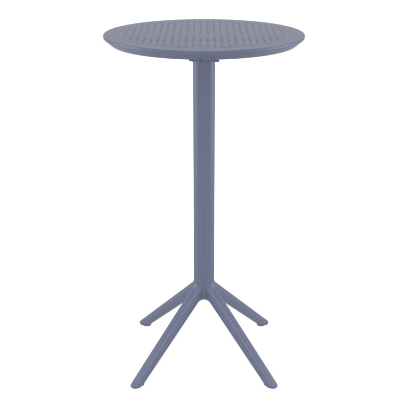 Table bistro pliable en plastique pour 2 personnes Elodie, Gris foncé, H 42,5 po x l 23,6 po x L 23,6 po