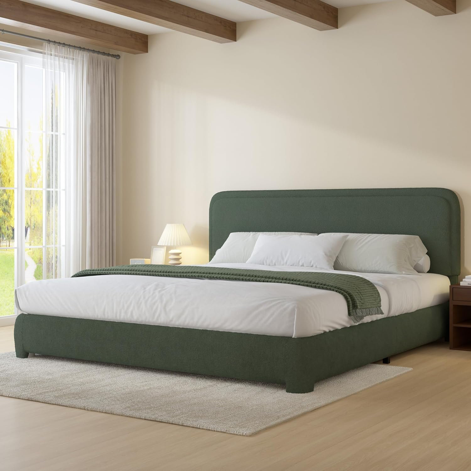Bensu Boucle Upholstered Platform Bed
