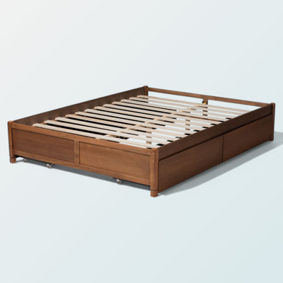 Karis Modern and Contemporary Wood 4-Drawer Platform Storage Bed Frame in Walnut Brown Finish -  Loon Peak®, F3E5057B52EE41F69994EEFF476E8428