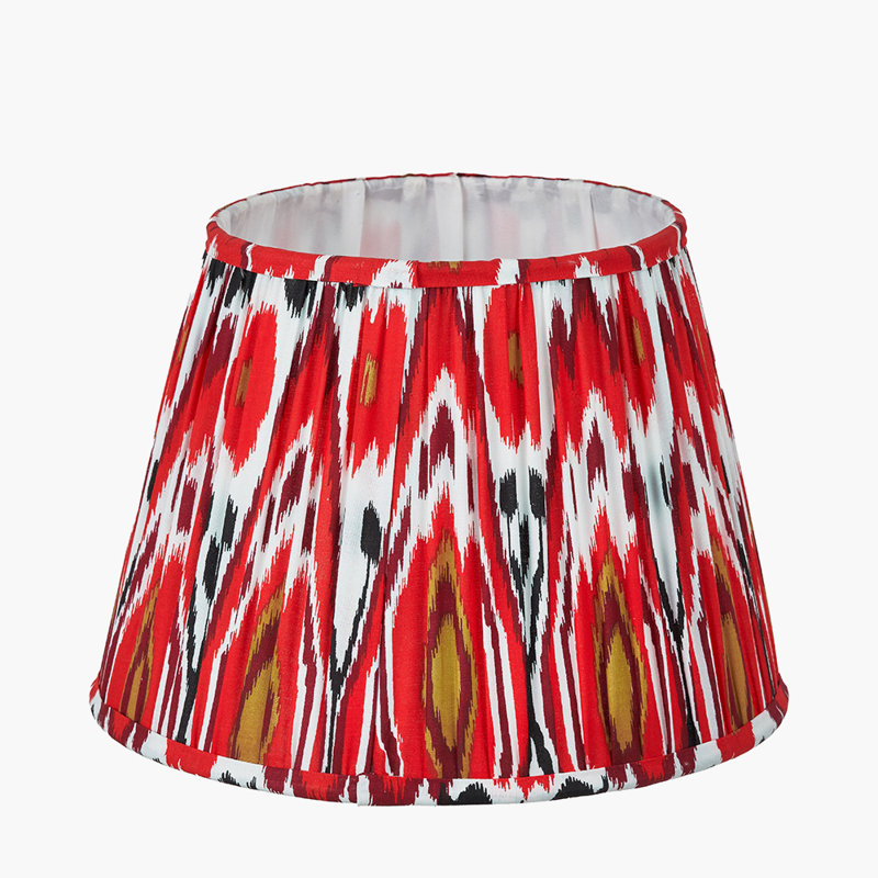 Pleated Cotton Cylinder Shade, 21cm H x 30cm W x 30cm D, Red