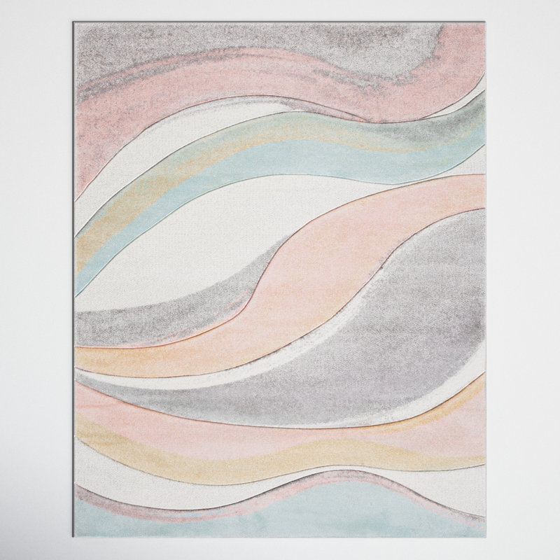 Tapis gris / rose / crème Dugway, Rectangle 5 pi 3 po x 7 pi 6 po