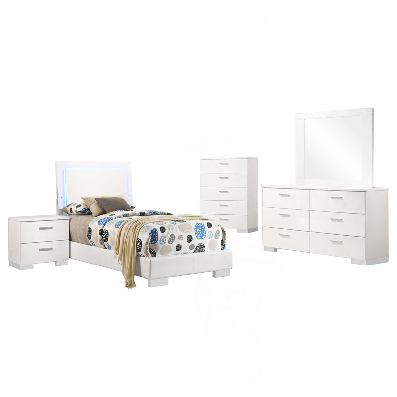 Ensemble de chambre à coucher simple 5 pièces Dulcey