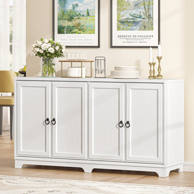 59" W Farmhouse 4-Door Sideboard Buffet Cabinet with Adjustable Shelves