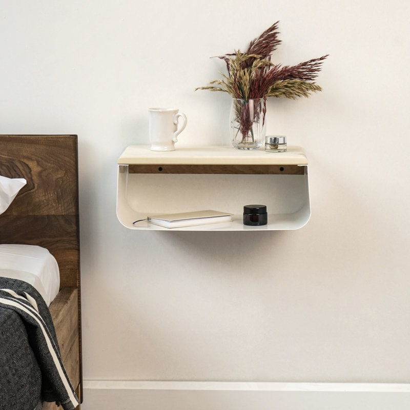 Kija Minimalistic Design Metal Floating Nightstand, White