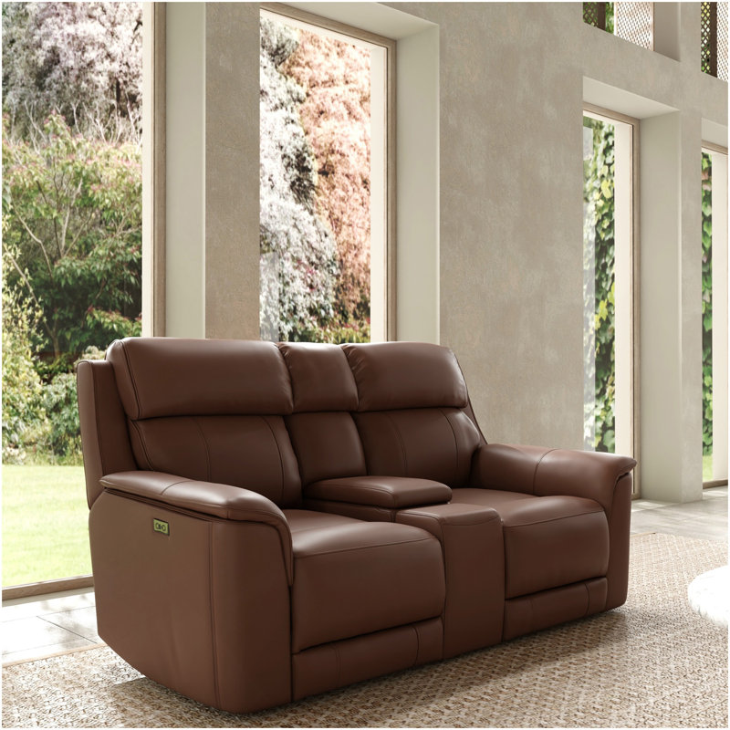 Causeuse inclinable double Oslo avec console Oslo, Pecan