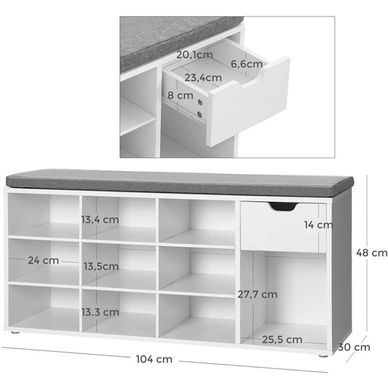 10 Pair Shoe Storage Bench