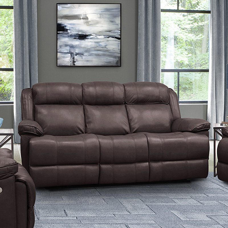 Milladore 86'' Leather Power Reclining Sofa, Florence Brown