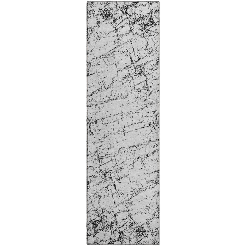 Tapis noir Cerrito AMF606 lavable à la machine de qualité supérieure, Tapis de couloir 2 pi 3 po x 7 pi 6 po