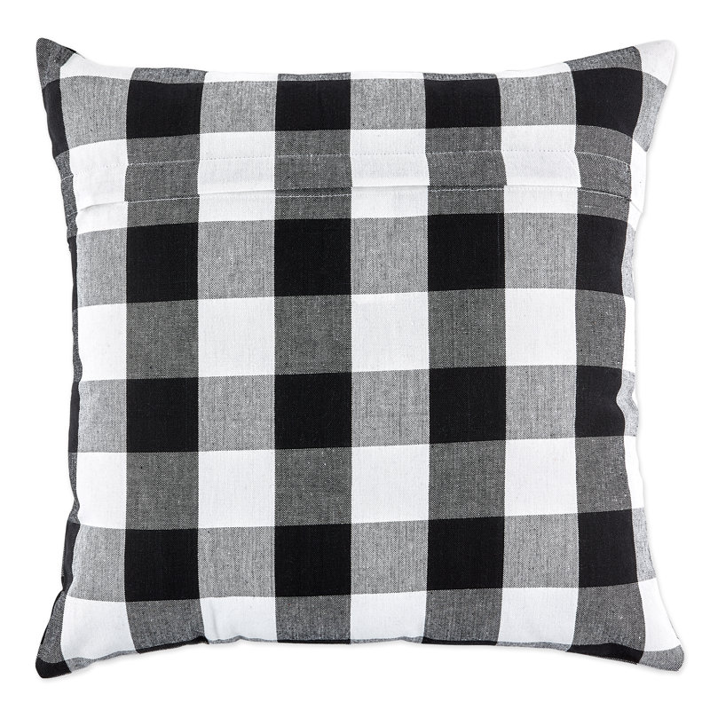 Gingham Check Kitchen Tabletop Bed Plaid Cotton Pillow Cover, Black/White