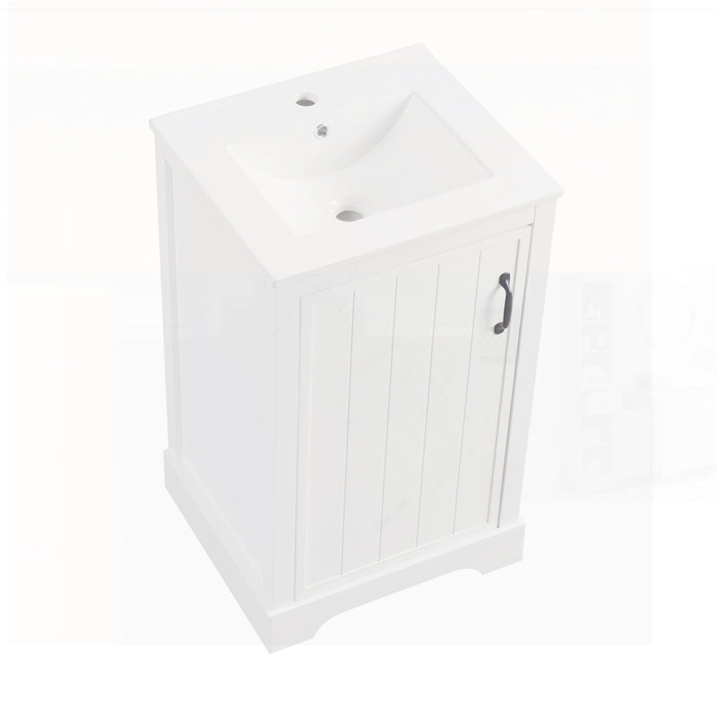 Meuble-lavabo de salle de bain avec lavabo, portes à fermeture douce, support de rangement et tablettes réglables pour une meilleure organisation