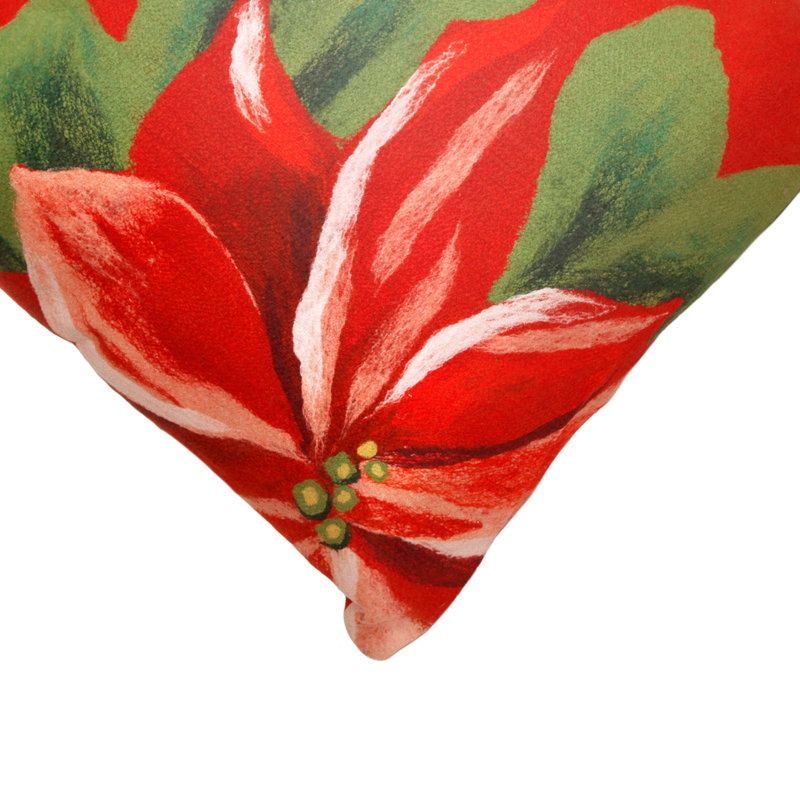 Red Polyester Round Holiday Pillow Set, 20"