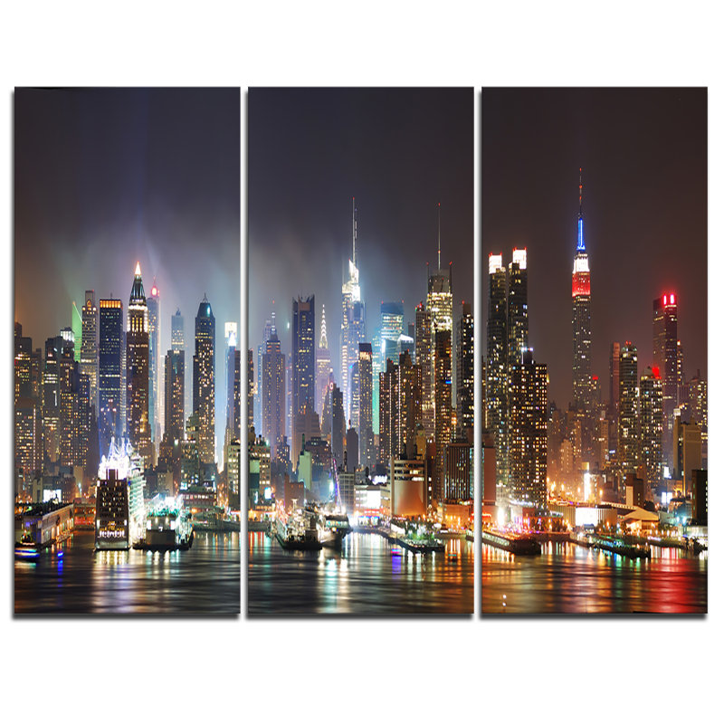 Horizon de bout de cœur de manhattan manhattan-ensemble de 3 impressions sur toiles tendues