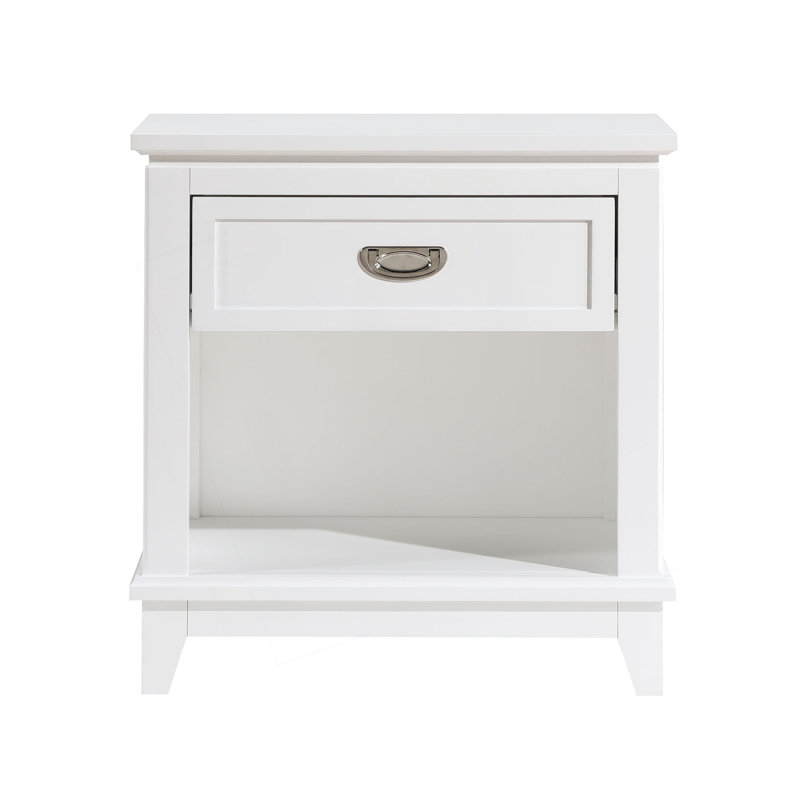 Table de chevet 1pc avec tiroir de rangement et tablette inférieure, Blanc