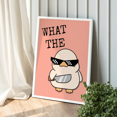 Z Studio «What the Duck», art mural, excentrique, canard fou, affiche d'art animalier mignon, reproduction murale pour chambre d'enfant, dortoir amusant, 12 x 16 po, encadré blanc