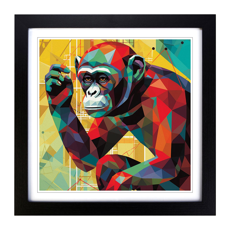 Monkey Constructivism - Framed Print, Black