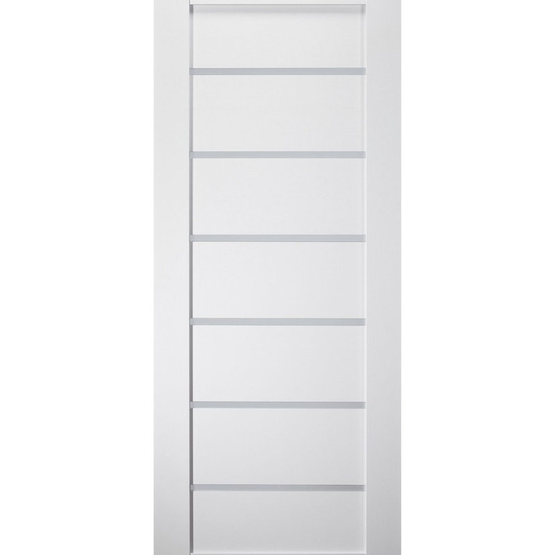 Primed Solid 6 Lite Narrow Satin Etched Glass Interior Door