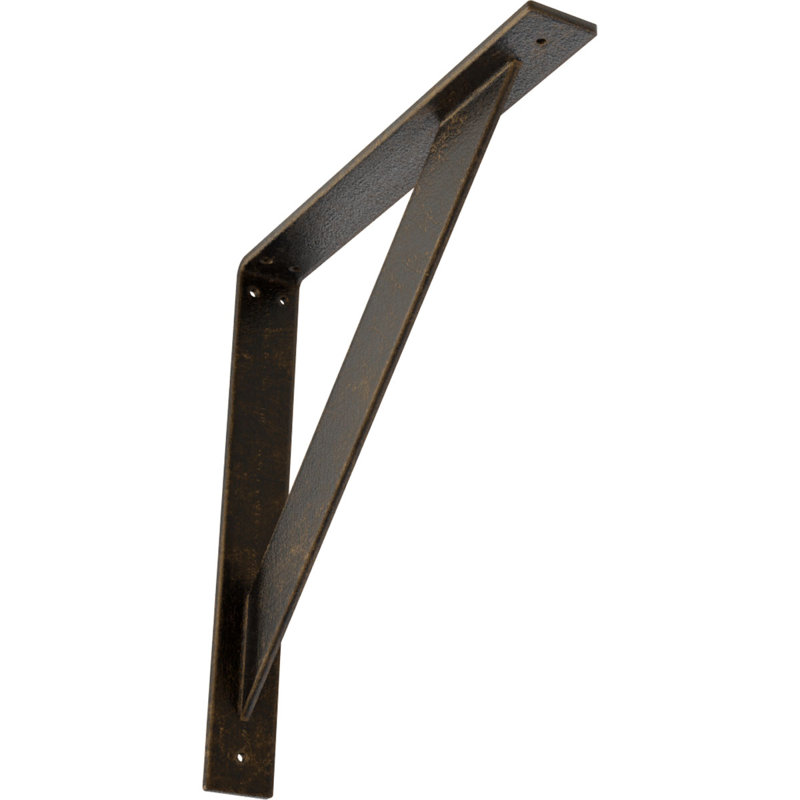 Support traditionnel en acier, Laiton antique, H 16 po x l 2 po x P 16 po
