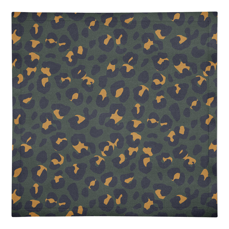 Draycen Cotton Animal Print Square Napkin, Green/Beige